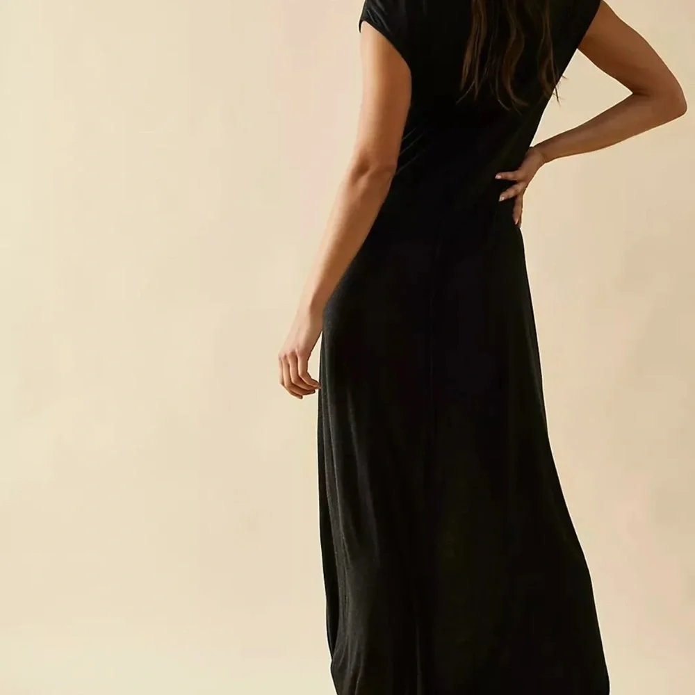 Free People Beach Marina Maxi Dress Size XL Kelp Green Linen Twist Front - Picture 4 of 11